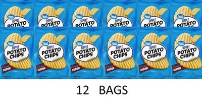 Great Value Party Size Original Ripple Snack Potato Chips 13.5 oz Bag - 12 BAGS