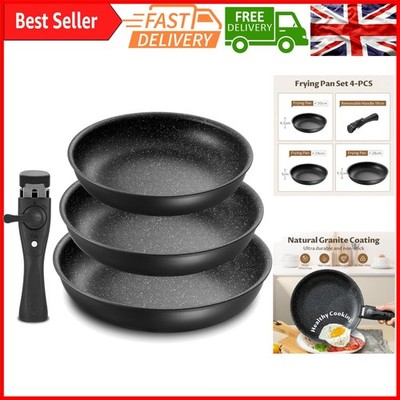Antihaft Bratpfannen Set mit abnehmbarem Griff - 4 Stück, Geschirrspüler & Backofen...