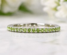 Peridot Full Eternity Wedding Band_ 9k White Gold Stacking Band