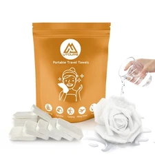 10PCS Compressed Towels, Reusable Toilet Paper Tablets Coin Tissues Camping Wipe