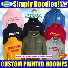 Custom Printed Hoodie Personalised Top Team Uniform Workwear Jumper Unisex
