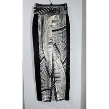 Helmut Lang Method silk abstract brushstroke black trim dress pants