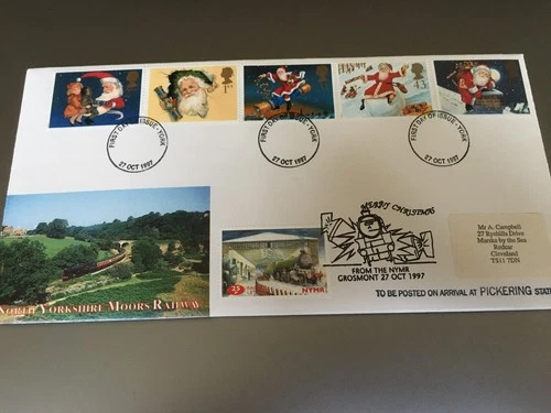 GB STAMPS NORTH YORKSHIRE MOORS RAILWAY FIRST DAY COVER 1997 CHRISTMAS