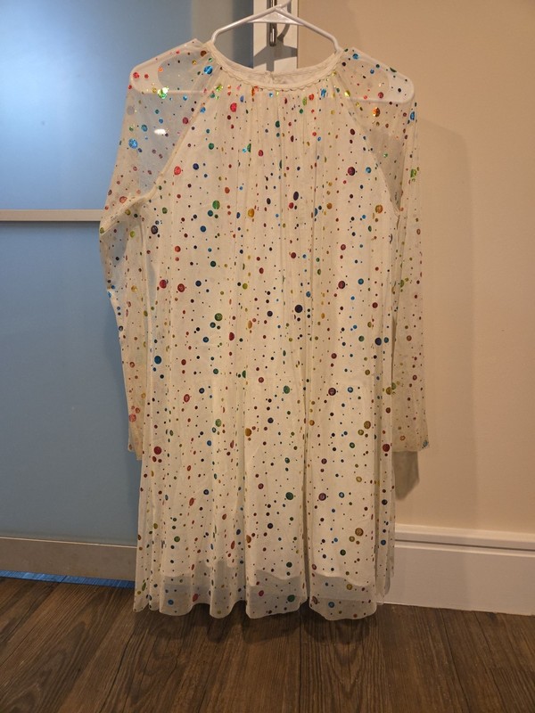 Stella McCartney Kids Girls Sz 14,13, White Tulle  Metallic circles  Long Sleeve