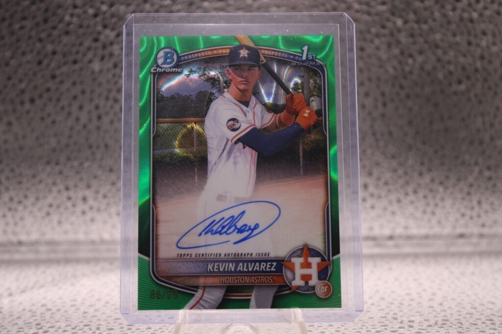 2025 Bowman Chrome Kevin Alvarez 1st Bowman Auto GREEN Lava /99- ASTROS!!