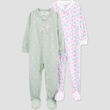 Carter's Just One You  Toddler Girls' 2pk Floral and Butterfly Footed Pajama -