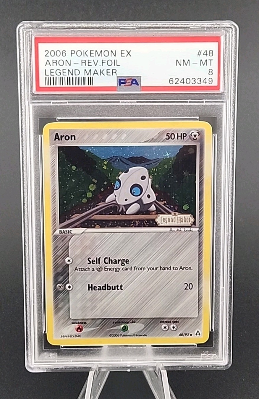 PSA 8 NM-MT 2006 Pokemon Aron EX Legend Maker Reverse Holo Foil #48