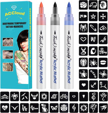 Temporary Tattoo Markers for Skin Drawing Pens 3 Body Markers 63 Colors-C
