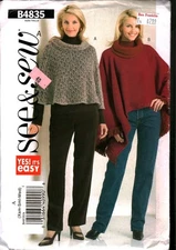 4835 UNCUT Vintage Butterick Sewing Pattern Misses Ponchos Cape Collar XS S M