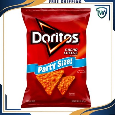 Doritos Nacho Cheese Tortilla Chips, Party Size, 14.5 oz Bag - Free Shipping