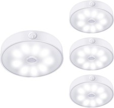 LAVAED 4 Pack Motion Sensor Puck Lights Indoor LED Closet Lights USB