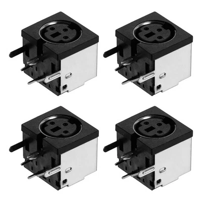 4Pcs Connecteur DIN Femelle 3 Broches pour S-video, Montage PCB, Noir - Photo 1/4