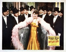 My Gal Sal Rita Hayworth great scene in feathered dress 11x14 Lobby Card