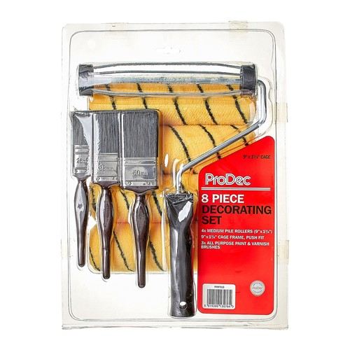 ProDec 8 Piece Roller & Brush Set 9" Inch Sleeves Paint Roller Decorating Set - Picture 4 of 9