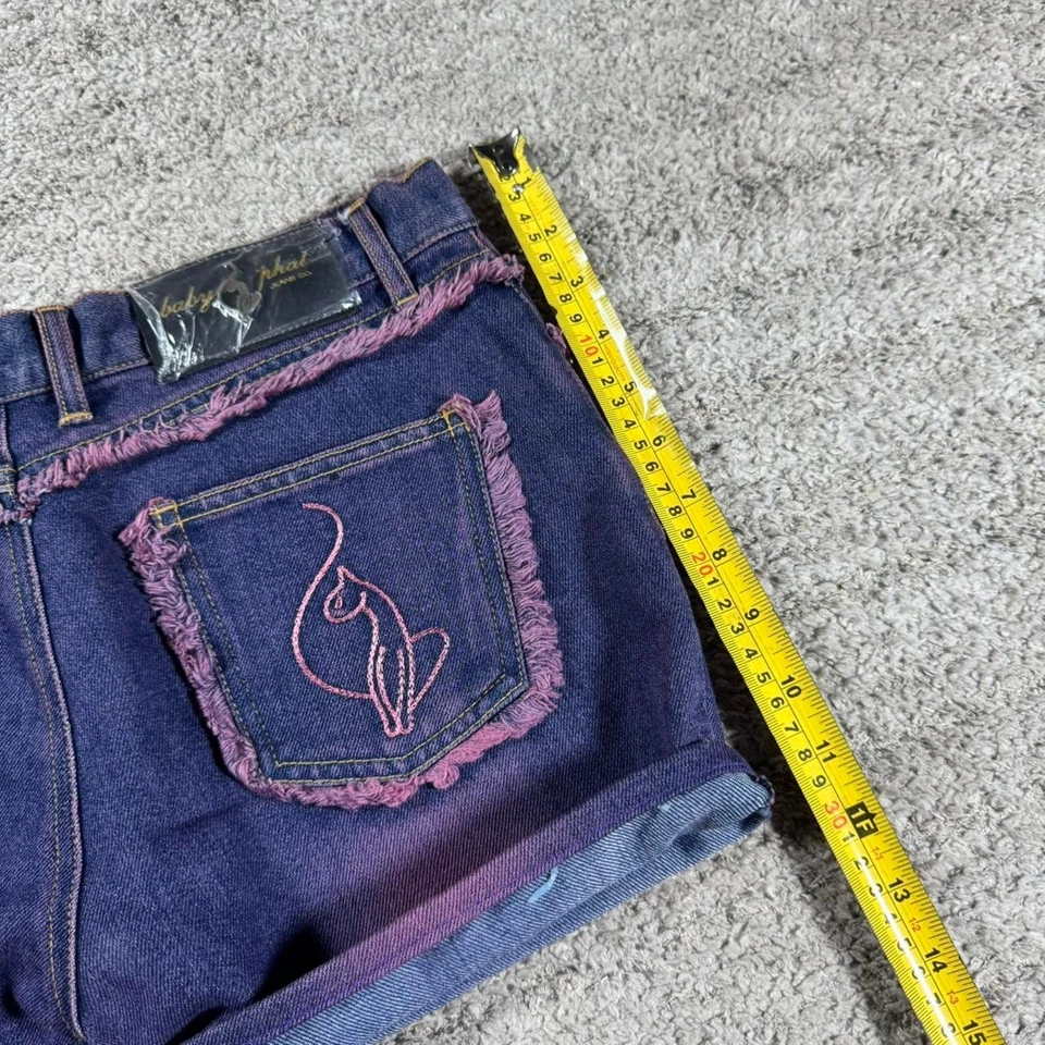 Y2K 2000’s Baby Phat Embroidered Fringe Grunge Punk Skater Short Denim Shorts - Image 2 of 4