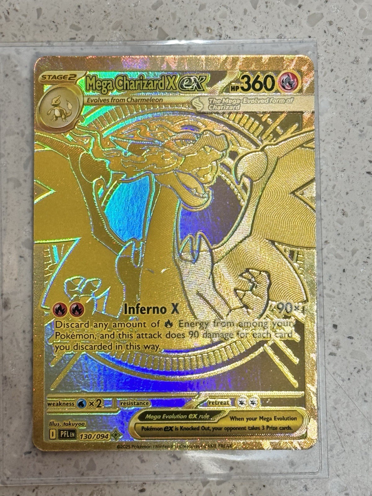 2025 Pokemon Phantasmal Flames Mega Charizard X ex Hyper Rare #130/094 LP