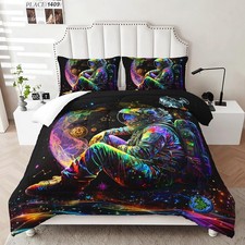 Astronaut Comforter Set for Boys, Twin Size Glowing Bedding Set, Rocket Plane...