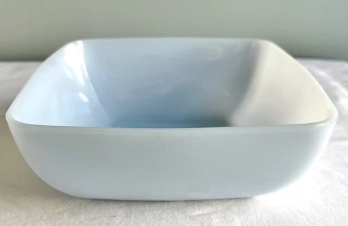 1950s FIRE KING Azurite Charm Square Salad Bowl Serving Dish Blue VTG 7.25"
