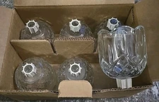 6 Vintage Home Interior Tulip Shaped Peg Votive Candle Holders Diamond Cut ~New 