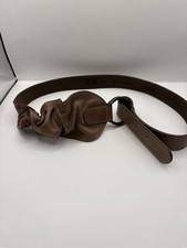 Hugo Boss Orange Womens Brown Leather Belt Scrunched Y2K Belt Size 85 / 32 