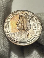 1893 Isabella Commemorative Quarter Premium Quality Superb Gem AU+ Toned 🔑 Date