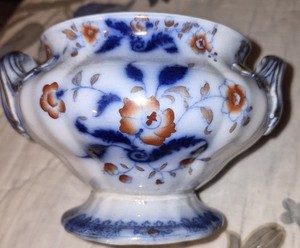 Thomas Dimmock -Antique Open Sugar Flow Blue Bowl Pearl Ware 1828 - 1849 No Chip