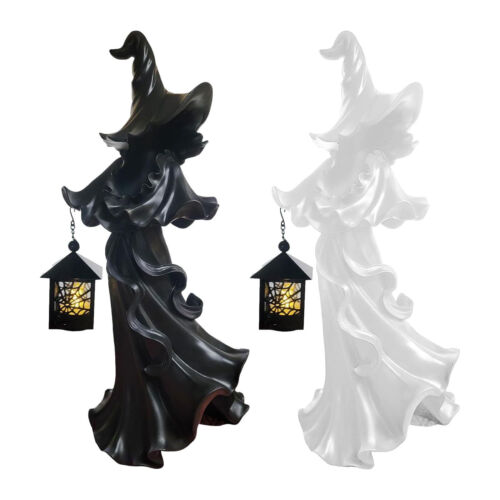 Cracker Barrel Ghost Witch Messengers W/Lantern Decoration For Halloween