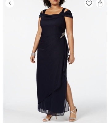 ALEX EVENINGS, Size 18W Cold Shoulder Formal Gown. Navy/Holiday/New Year's Eve | eBay ALEX EVENINGS, Size 18W Cold Shoulder Formal Gown. Navy/Holiday/New Year's Eve | eBay