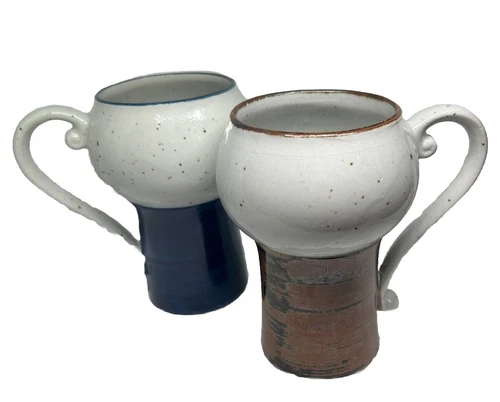 Set of 2 Vintage Rustic Earth Coffee Mug 8 Oz MayBe Marshall Pottery