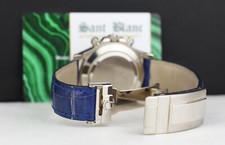 ROLEX REHAUT 18kt White Gold DAYTONA Black Index Blue Strap 116519 SANT BLANC 5