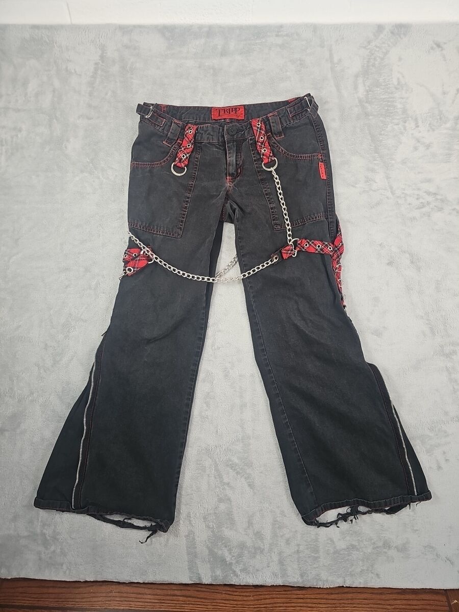 Vintage Tripp NYC Black and Red Plaid Zipper Chains Punk Emo Vintage Tripp NYC Black and Red Plaid Zipper Chains Punk Emo