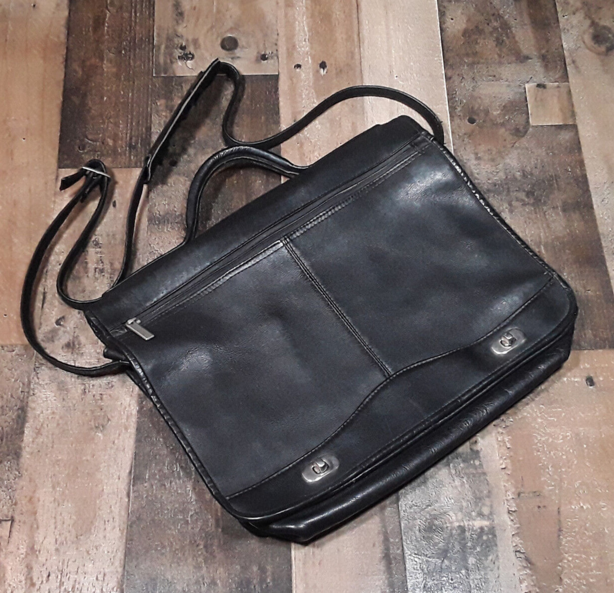 David King & Co. Leather Messenger Bag Full Flapover Briefca