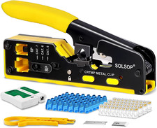 Pass through RJ45 Crimp Tool Kit All-In-One Ethernet Crimper Cat7 Cat6 Cat5 C...