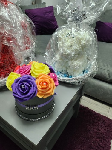 Luxury Artificial Rose Flower Round Hat Box Birthday Anniversary Present gift - Picture 5 of 11