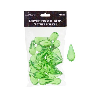 Mega Crafts - 1/2 Pound Acrylic Decorative Ice Rock Teardrops - Light Green