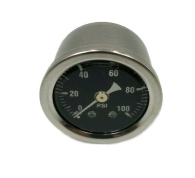 1-3/8'' Liquid Filled 100PSI Oil Pressure Gauge 1/8'' NPT for Harley