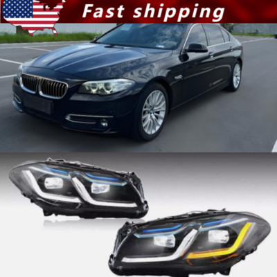 Xenon/Halogen LED Headlights Assy Upgrade Fit 10-17 BMW 5 Series F10 F11 W/o AFS