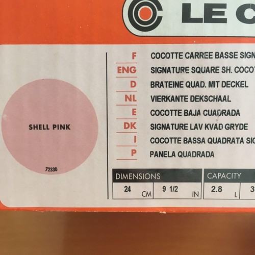 Le Creuset Signature Square SH Cocotte Shell Pink Casserole Pot 24cm 2.8L New - Picture 12 of 13