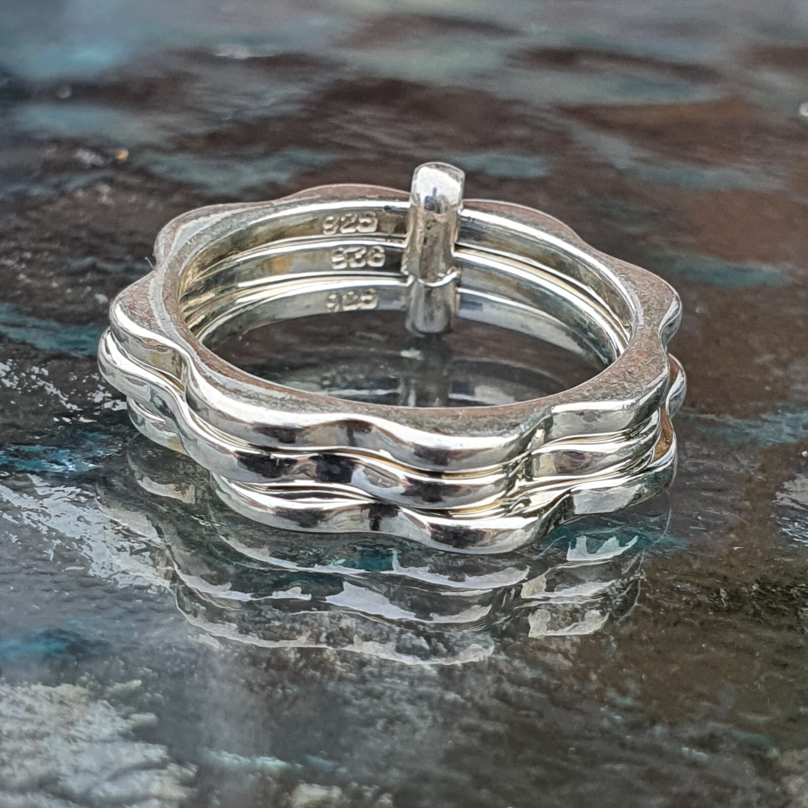 Photo 3 of Sterling Silver triple Linked Stacking Rings Size M1/2, R350