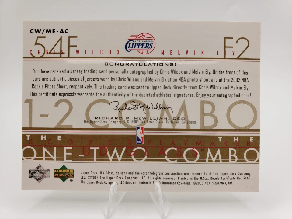 Camiseta deportiva Upper Deck Wilcox/Ely SSP 17/25 2003 Ultimate UD Glass doble autógrafo Foto 2 de 2