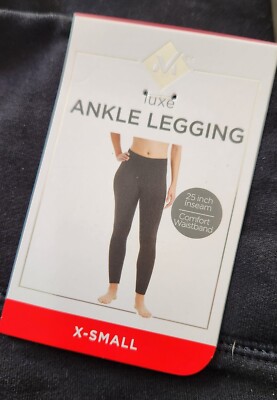 LADIES MEMBER'S  MARK LUXE ANKLE LEGGINGS BLACK XSMALL NEW