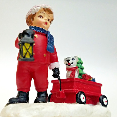 Ashland Christmas Tiny Treasures Puppy Joy Ride Boy Red Wagon Lantern Tree 57544