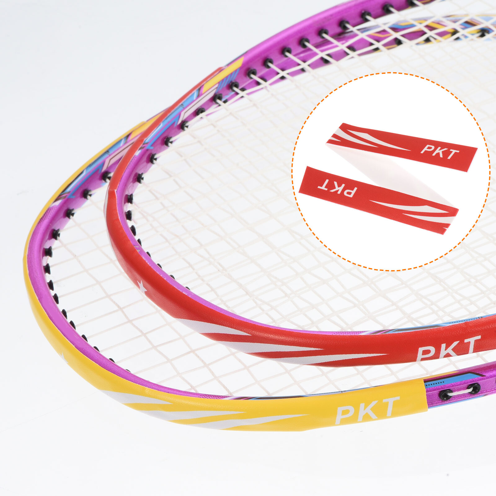 5Pcs 9.8"x0.7" Badminton Racket Head PU Protect Sticker Guard Tape, Red
