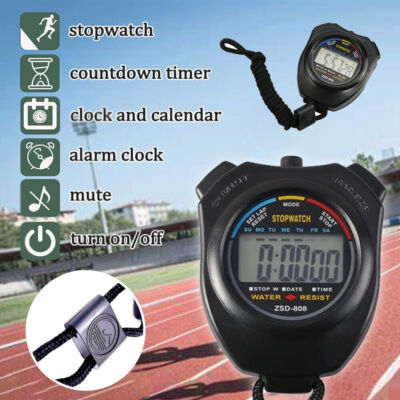 Professional Digital Sport Counter Stopwatch Timer Alarm W/ LCD Display For Gym