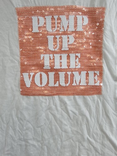 William Rast Viva Sequined Pump Up The Volume Top Women's L White Short Sleeve - Picture 9 of 17