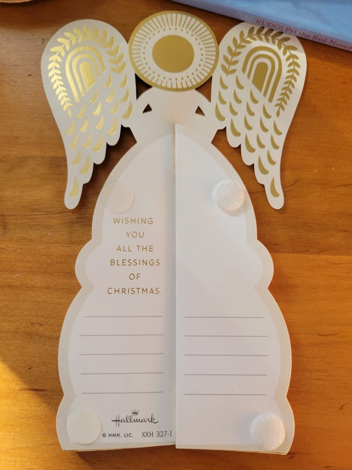 Juego de 2 centros de mesa de tarjetas de felicitación ángeles panal maravilla papel sello Foto 3 de 4