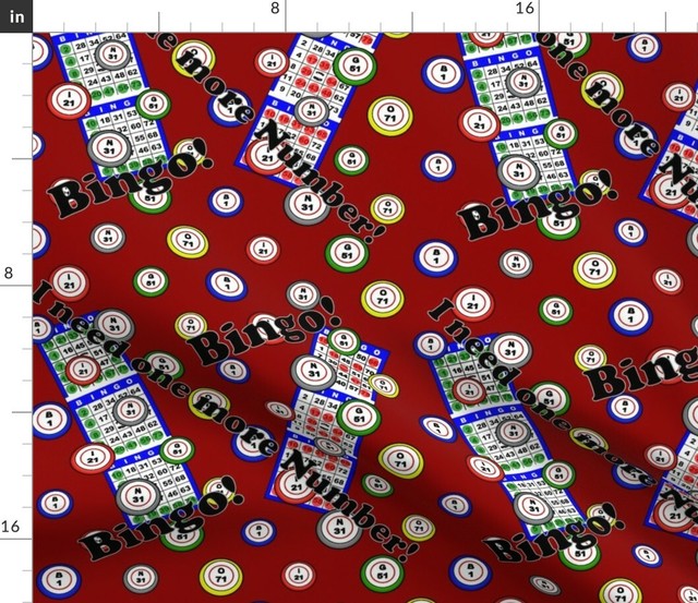 Patterns Numbers Balls Bingo Gambling Gaming Spoonflower Fabric by the