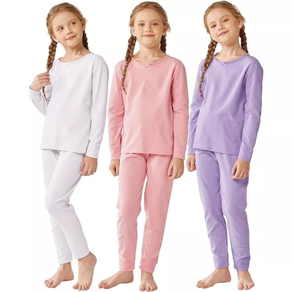 Therma Tek Girls Cotton Waffle Thermal Underwear Long Johns Top