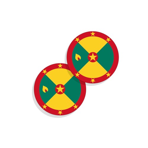 Grenada Flag Stickers Flag Decals Vinyl Round Indoor Outdoor Circles 4 pack - Picture 3 of 4