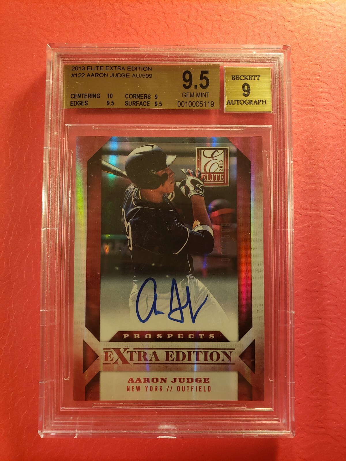 2013 Panini Elite Extra Edition - Aaron Judge #122 /599 (AU, RC 